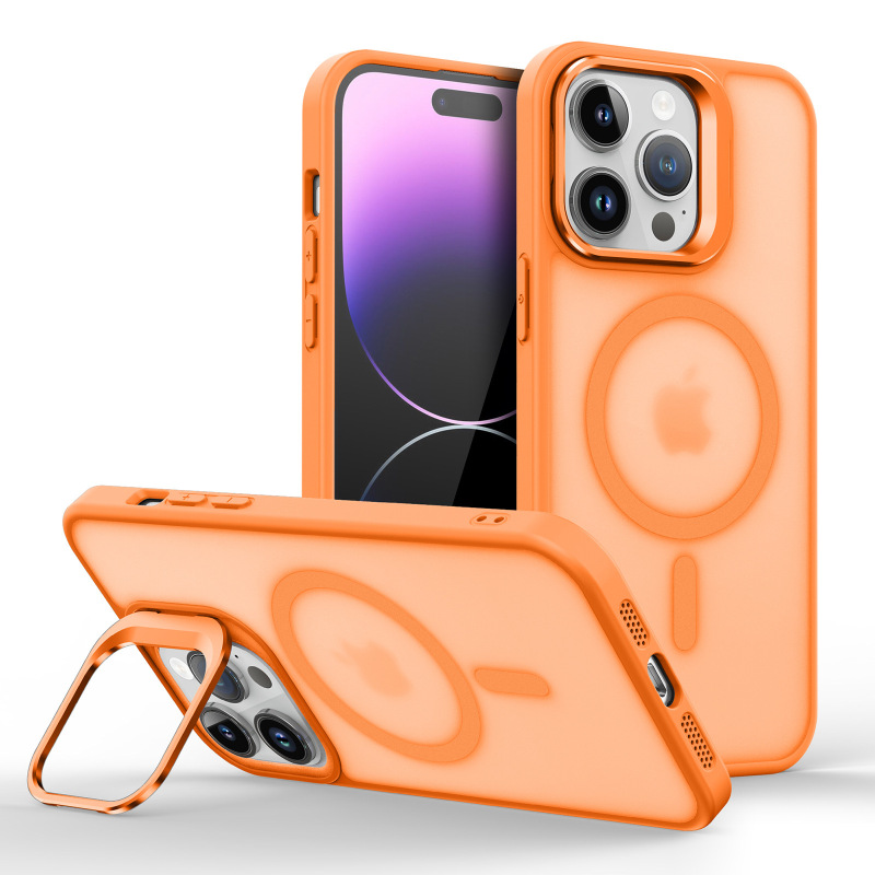 iPhone16携帯電話ケース、つや消し肌感触磁気吸引ケース、Apple 16proスタンドハードウェア強力な磁気の新しいホットモデルに適しています。|undefined
