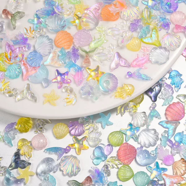 Ocean Series Nail Jewelry Shell Starfish Dolphin Wear Nail Nail Phone Case Decoration Material