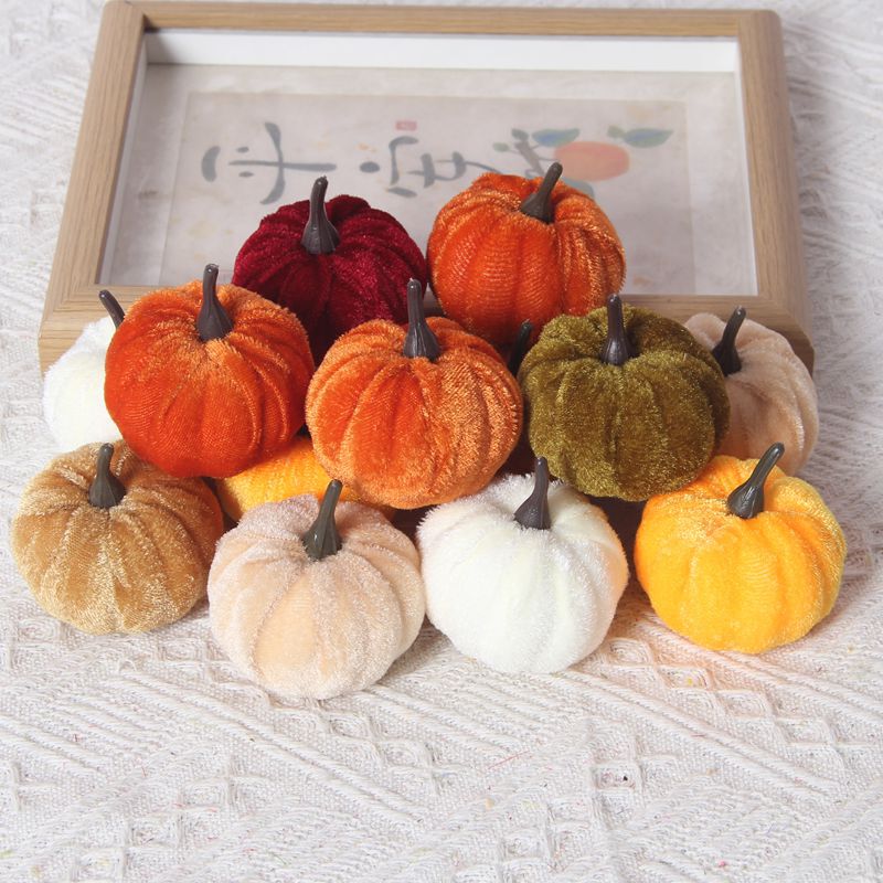 Simulated Velvet Pumpkin Autum Hot Selling Decorative Foam Pumpkin Ornaments Harvest Festival Thanksgiving Decoration Simulated Pumpkin