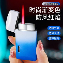 新款金属防风直冲打火机红火焰可视气窗 广告礼品气体打火 机批发