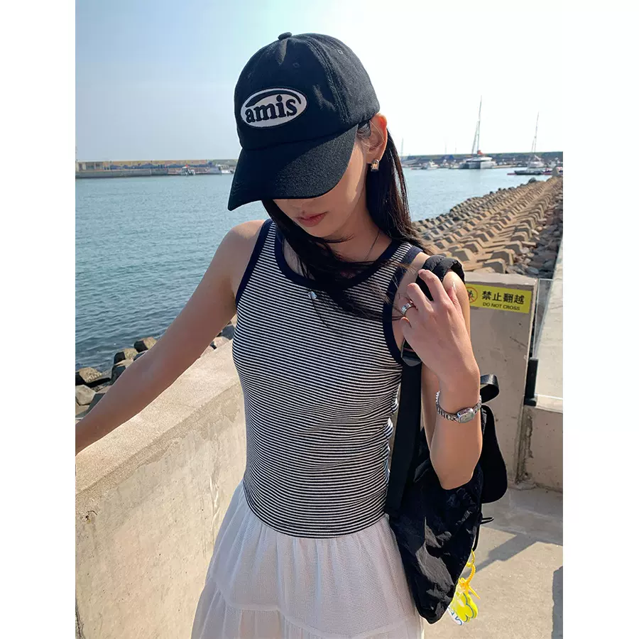 黄峥 韩系新品棉质背心吊带双U领纯色高弹打底基础款内搭女520664