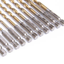 批发13pc六角柄镀钛麻花钻1.5-6.5高速钢开孔器木材铁皮扩孔钻头