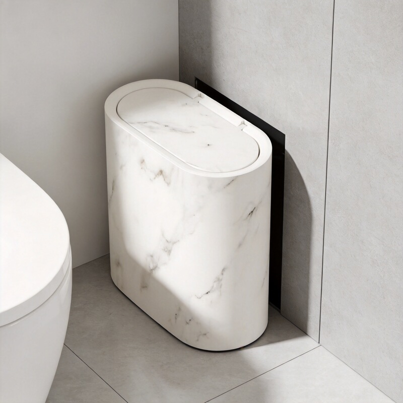Cross-Border Oval-Shaped Trash Can with Press-Type Pop-Up Lid, Plastic Bin for Bathroom Crevices, Classified Storage Wastebasket, Household Bin Cross-Border Oval-Shaped Trash Can with Press-Type Pop-Up Lid, Plastic Bin for Bathroom Crevices, Classified Storage Wastebasket, Household Bin