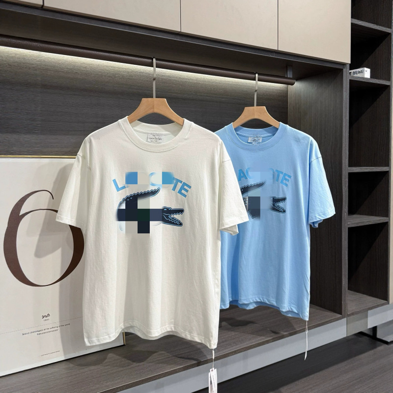 26 New Styles of Men's Loose Short-Sleeved T-Shirts, Summer Trendy Brand Letter Crocodile Print Pure Cotton Casual Couple Tops