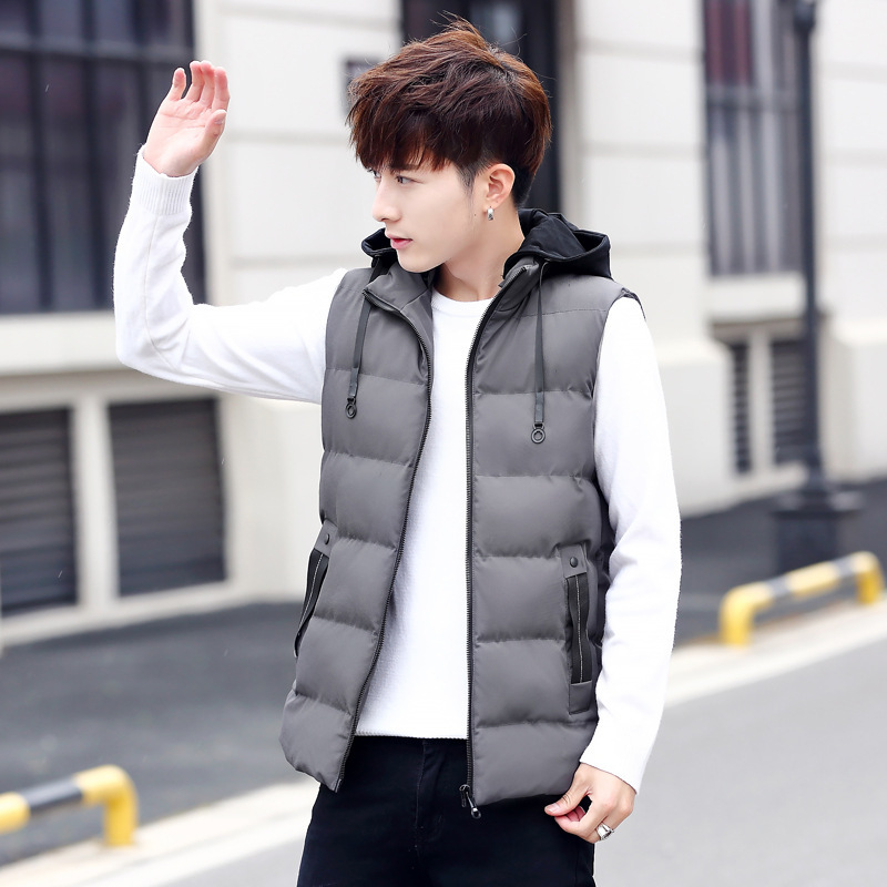 Chaleco de los hombres Otoño e Invierno engrosada moda personalizada estilo coreano chaleco caliente chaleco abajo chaqueta casual chaqueta