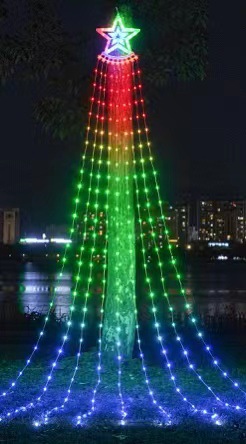 Transfronteriza estrella de cinco puntas cascada luz de color mágico luz LED tira de hielo luz agua LUZ DE Navidad patio diseño luz decorativa