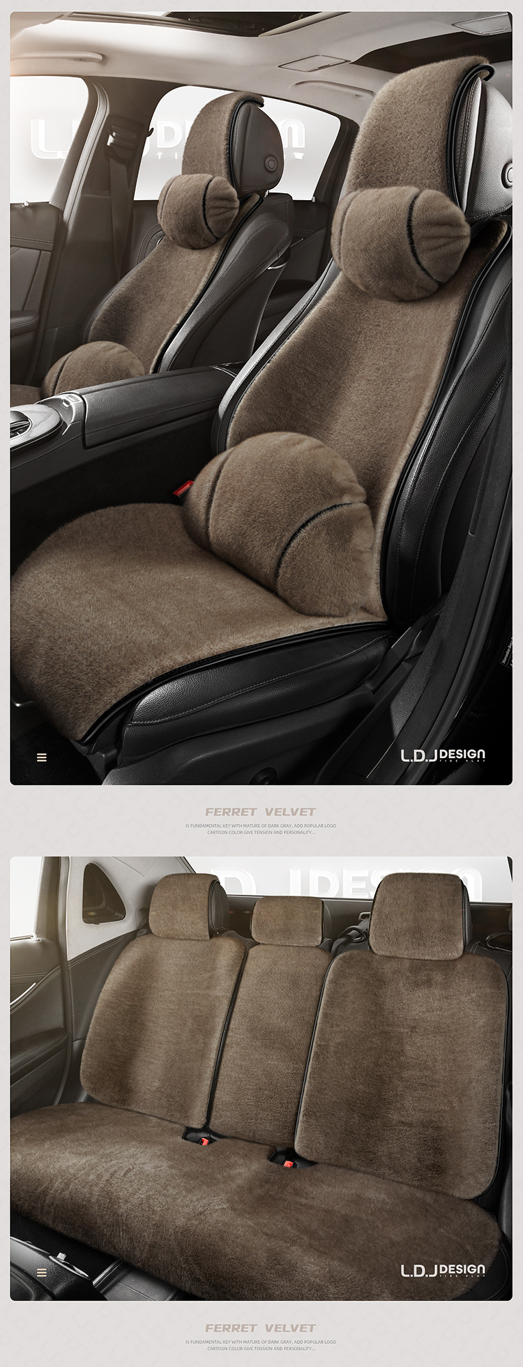 High-End Ferret Velvet Car Seat Cushion Head Pillow Small Three-Piece Autumn and Winter Warm Short Plush Women's Car Seat Cushion