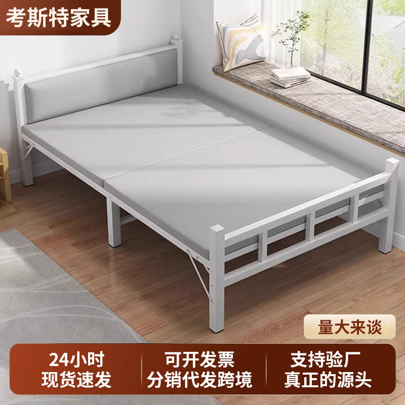 Folding Bed for Office Lunch Break, Simple Single Bed for Home Use, Adult Nap Portable Bed, Reinforced Camping Bed for Rental Apartments