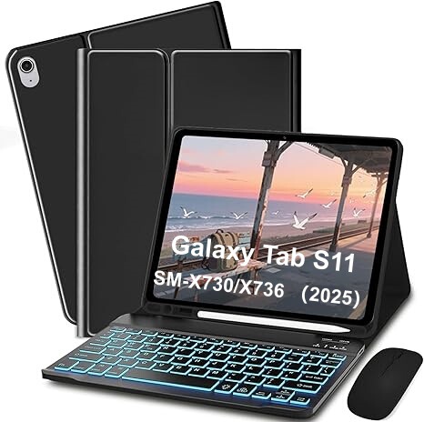 Suitable for Samsung Galaxy Tab S11 Backlight Bluetooth Keyboard Protective Cover A11Plus Pen Slot Leather Cover Cross-Border