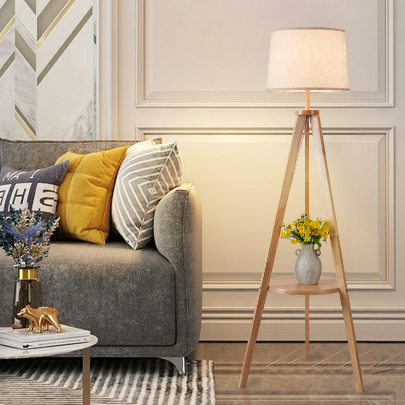 Xiangyu Modern Sadian Apartment Dormitorio de arte en madera nórdica Lámpara de pie creativa Sala de estar Lámpara de estante LED simple Iluminación image 5
