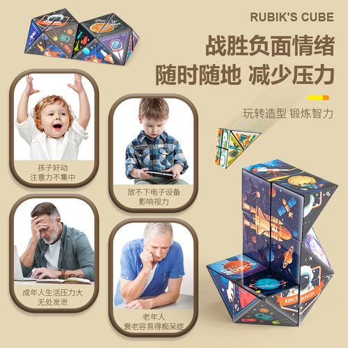 Variety of unlimited Rubik's cube cross-border three-dimensional geometry 3D magic finger Rubik's cube children's educational deformation toy focus