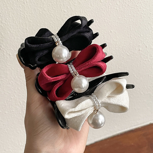  New French Style Gentle Bow Autumn and Winter Ball Head Clip Internet Celebrity Hair Clip Female Back of Head Hair Clip Wholesale