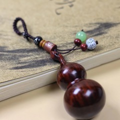 紫檀木小葫蘆掛件汽車鑰匙扣高檔男女手機鏈掛飾繩吊墜文玩手把件