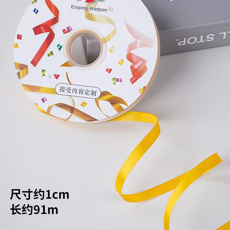 1cm de poliéster de doble cara cinta de color puro decoración de pastel caja de regalo embalaje floral cinta horneado cinta de decoración