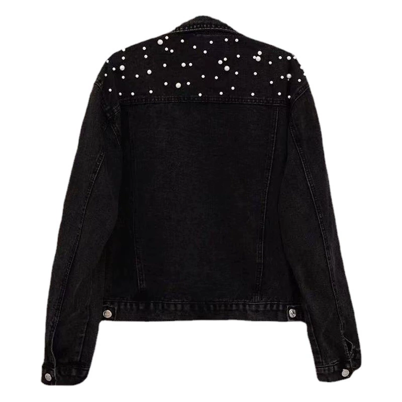 Трансграничная весна и осень в Корейском стиле, тяжелая промышленная Мода, короткое джинсовое пальто с бисером, женская Свободная джинсовая одежда больших размеров в моде