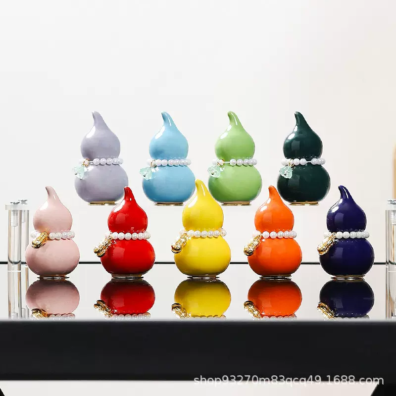 国潮文创陶瓷葫芦小摆件高级感小众创意生日礼物桌面装饰品办公室