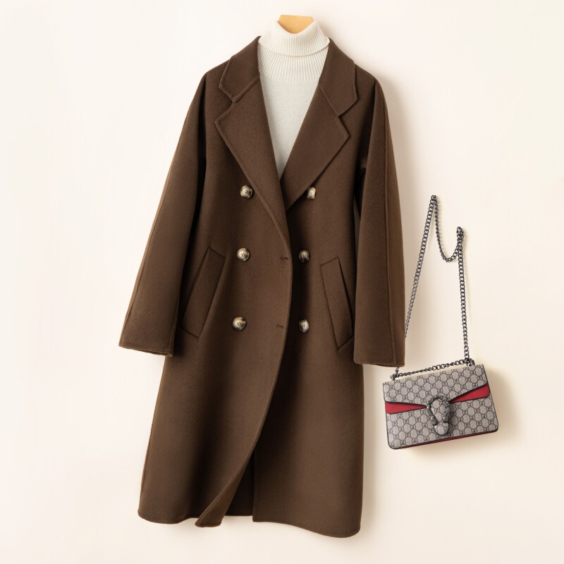 Autumn and Winter New Double-sided Wool Coat Women's Mid-length Laid-back Loose Knee-length Double-sided Wool Coat