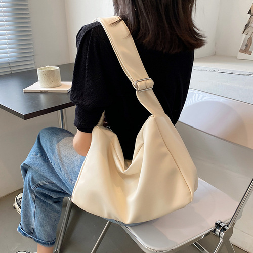 This year's popular large-capacity soft leather shoulder bag tote bag women's 2024 niche simple texture wideband crossbody bag