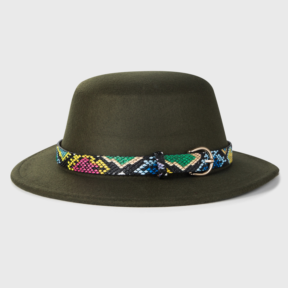 Otoño E Invierno Nuevo Sombrero De Jazz De Lana Para Hombre Accesorios De Hebilla De Cuero De Leopardo Sombrero De Fieltro display picture 7