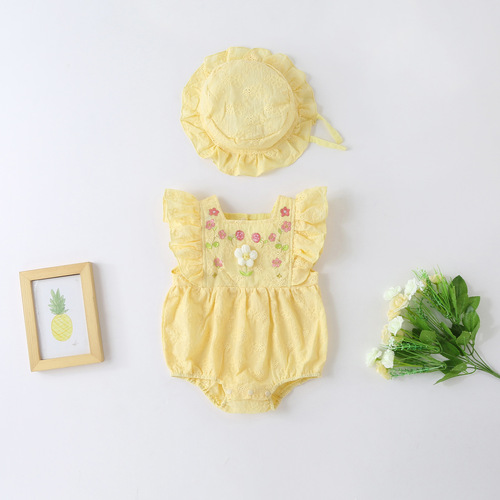 Baby Embroidered Cross-border Instagram Children's Summer Outfit for Infants Crawling Suit Newborn Hairy Baby Skirt