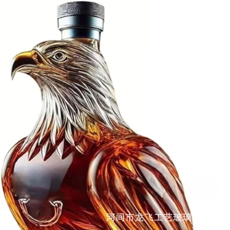 厂家销售髙硼硅玻璃老鹰泡酒瓶玻璃酒瓶鹦鹉造型泡酒瓶白酒瓶