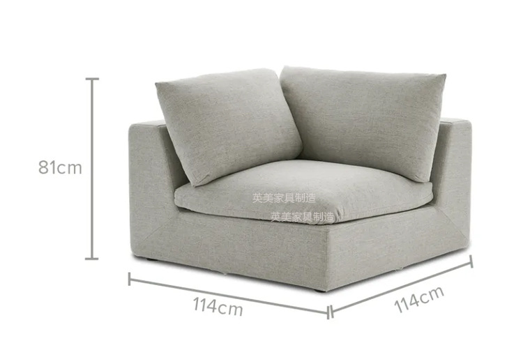 Sala de estar de lino nórdica combinación de nube de arena moderna simple línea directa módulo de hotel crema sofá de esquina de viento