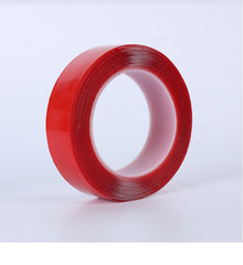 0.8mm厚紅膜亞克力透明雙面膠 強力耐溫無痕汽車銘牌廣告防水膠帶
