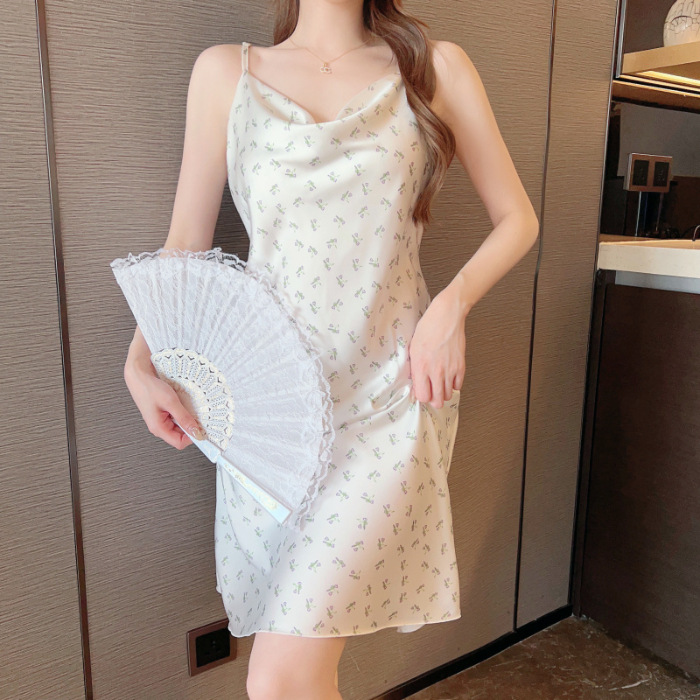 2024 pijamas verano romántico flor swing collar Sling delgada pura flor Correa camisón chica desgaste del hogar