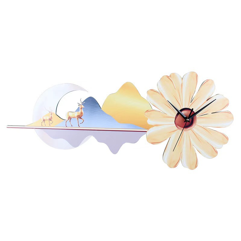 Reloj creativo nórdico lujo ligero reloj de pared de sala de estar decoración de atmósfera pintura de luz nuevo sofá chino pintura de pared de fondo reloj de pared