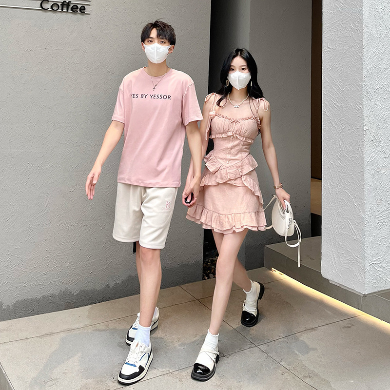 French Couple's Summer New Style Sweet Irregular Design One Dress and One Skirt Niche Design Chinese Valentine's Day Dress