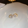 55#Silver Needle-Golden-Hollow Circle (Real Gold Plating)