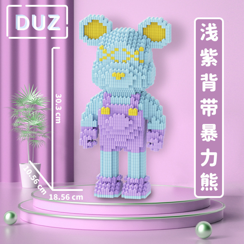 Bloques de construcción de partículas de muñeca al por mayor, bloques de construcción de juguete educativos, oso violento para padres e hijos, compatible con Lego