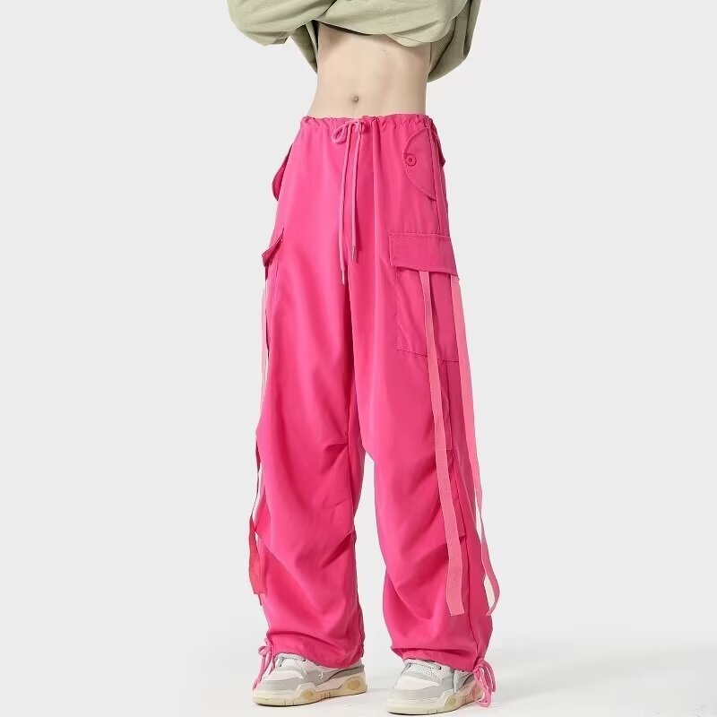 Overalls Women's Summer Spring Tea Rose Red Loose Wide Leg Pants Sweet Cool High Waist Slimming Tight Pants Casual Pants Summer