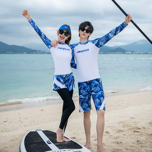 New Wetsuit Split Long-Sleeved Pants Suit for Men and Women, Snorkeling Suit, Surfing Beach Sun Protection Quick-Drying Suit