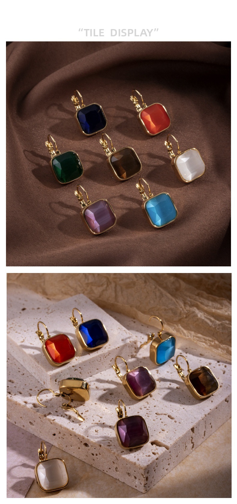 17g Weight PVD Coated Gold Plating Process 304 Stainless Steel Ear Needle Material Zircon Inlay Material Earrings Classification 1 Pair Quantity Banquet Occasion 304 Stainless Steel Material Square Pattern Women'S Gender Luxurious Style Waterproof Non Tarnish, Inlay Craft PVD Coated Square 304 Stainless Steel Luxurious Waterproof Non Tarnish Earrings
