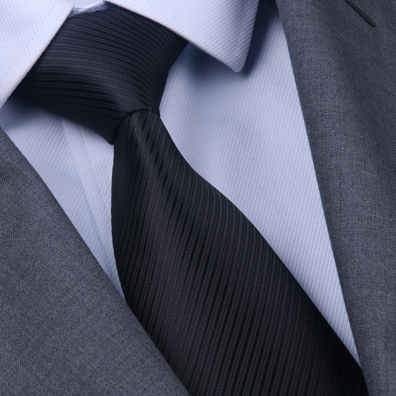 (핸드메이드) 8cm 블랙 굵은 스트라이프 넥타이