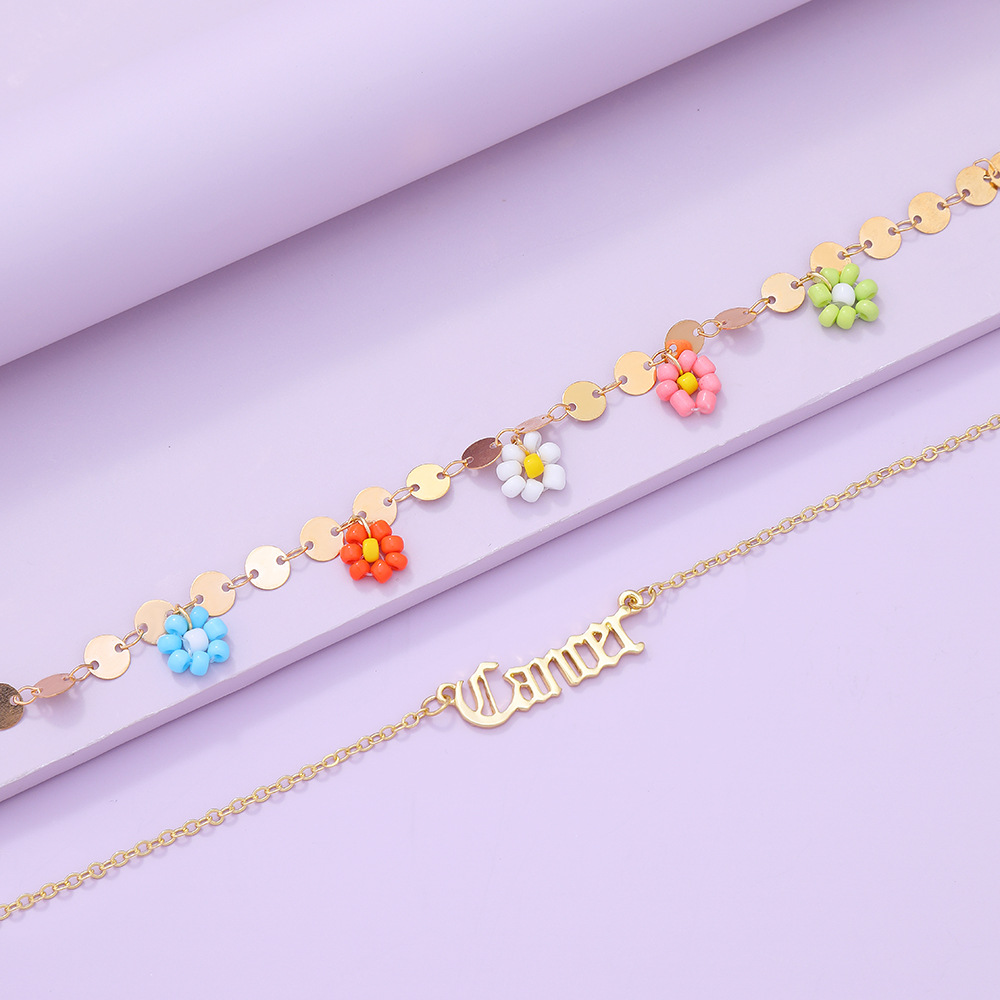 Wholesale Creative Beads Flower Letter Constellation Anklet Nihaojewelry display picture 13