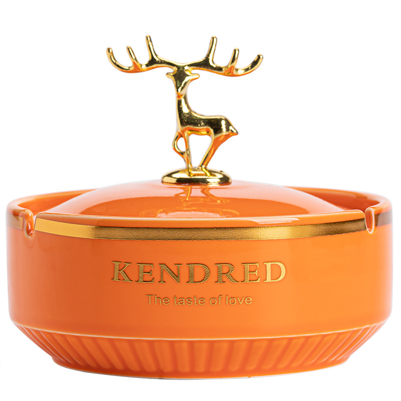 Cenicero doméstico sala de estar lujoso ligero de alta calidad cubierta de cinta de ceniza a prueba de volar oficina de alta gama atmósfera personalidad creativa de alto grado