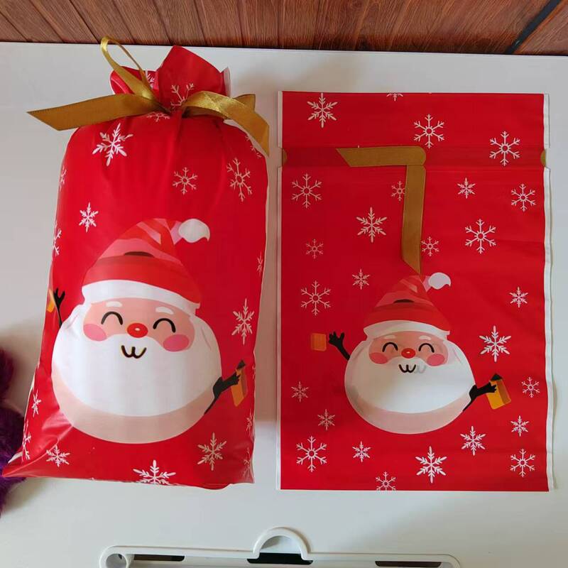 大型の新作越境ECクリスマスギフト包装袋、リボン付き巾着袋、キャンディバッグ、アップルバッグ、23cm*34cm|undefined