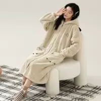 Коралловая пижама, бархатный демисезонный теплый халат, комплект для мужчин и женщин на молнии