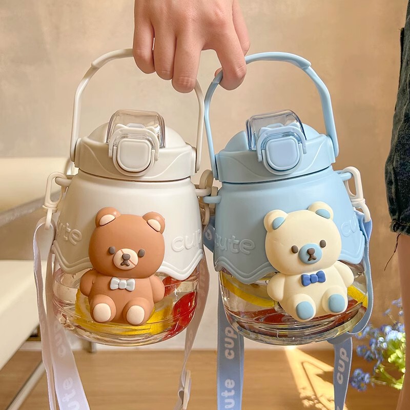 Summer New Style Big Belly Cup Ins High-value Children and Students with Tea Compartment Portable High-temperature Anti-drop Straw Water Cup