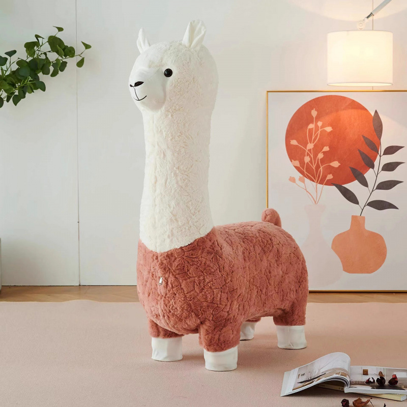 Internet celebridad creativa taburetes de alpaca de tamaño grande sala de estar adornos de suelo asiento de animales de peluche regalo de mudanza de nuevo hogar