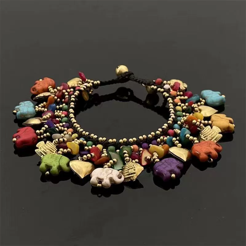 Европейский и американский богемный этнический стиль бирюзовые аксессуары Таиланд восковая тканая Оригинальная одежда подходящий браслет со слоном для женщин