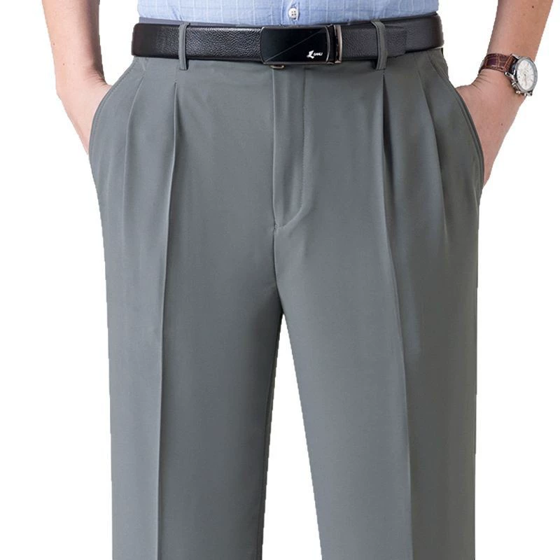 Summer thin silk trousers for leisure, high waist, loose fit, for middle age