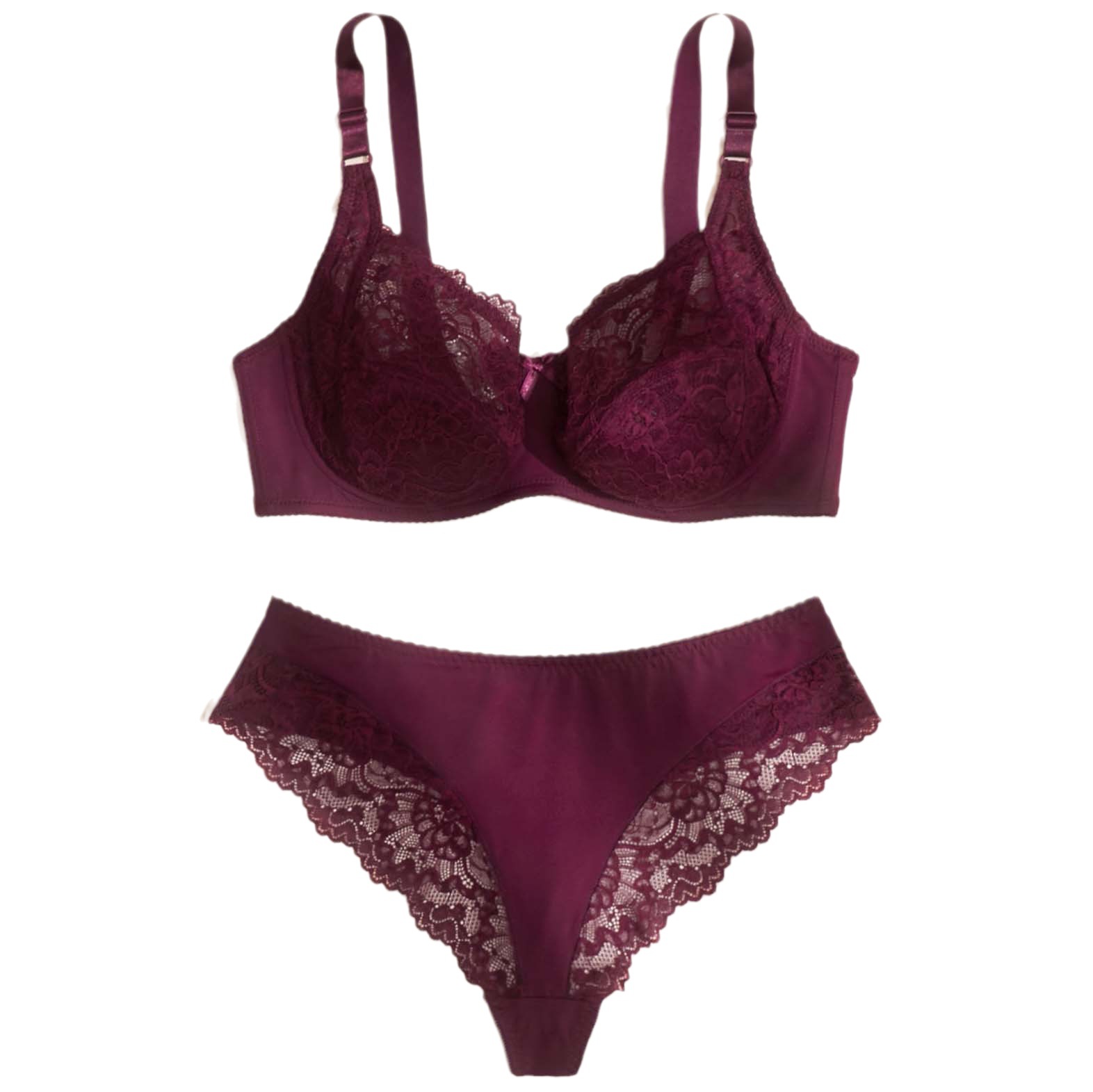 Large size set lace and sexy women's underwear gathered with top support bra 38-48D_voghion.com