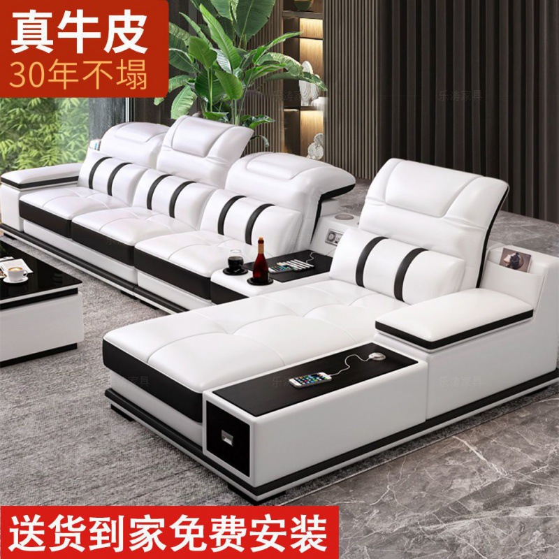 z% [brand] genuine leather sofa imported first-layer cowhide modern simple sofa fully decorated living room leather art sofa set