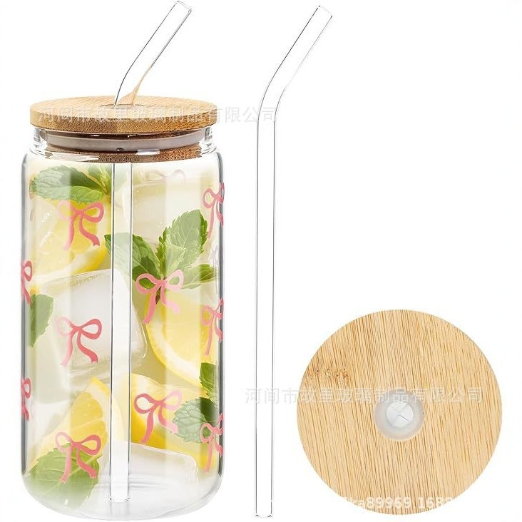 Transfronterizo 16oz Amazon Coca-Cola taza de jugo de frutas taza de bebida de paja taza de café cubierta de bambú al por mayor