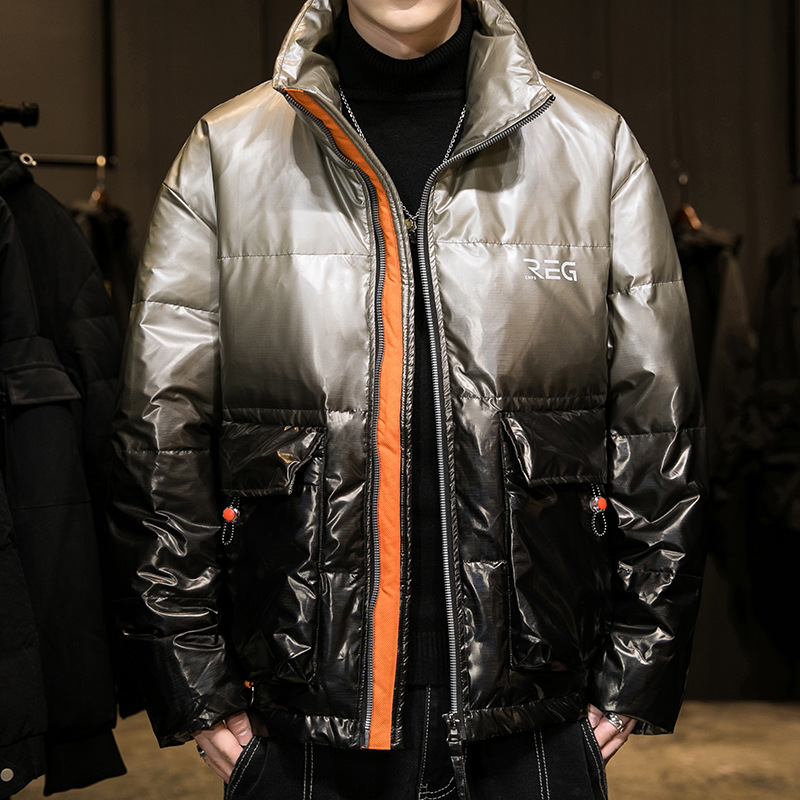 Men's White Padded Jacket Stand Up Collar Warm Winter Coat_voghion.com