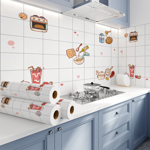 Kitchen Oil-Proof Stickers Self-Adhesive High Temperature Resistant Range Hood Stove Wall Stickers Waterproof Cabinet Tile Countertop Wallpaper Wallpaper