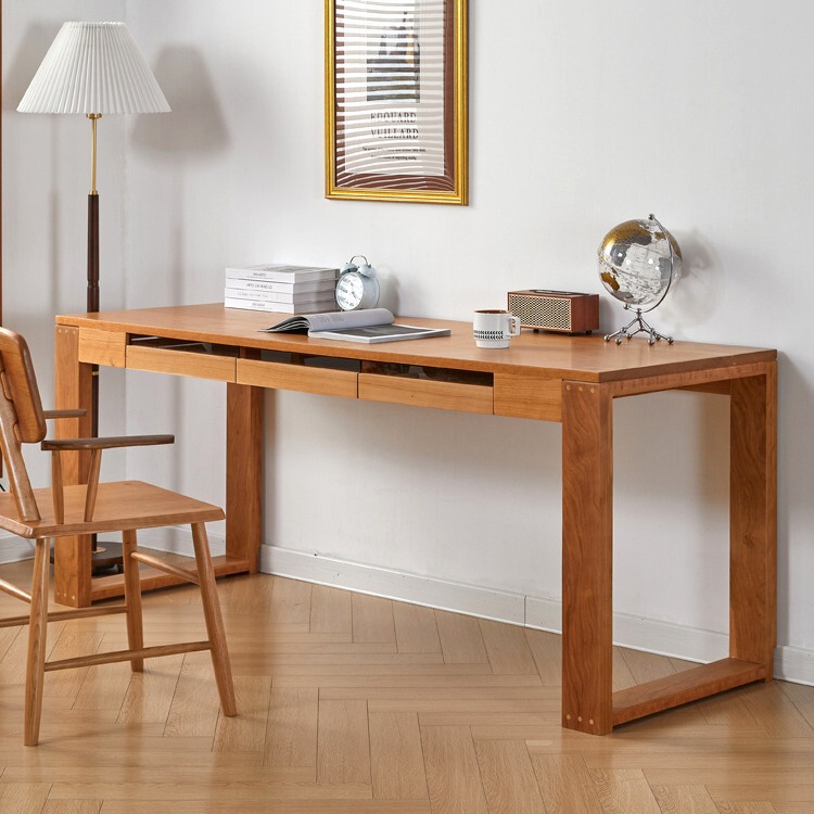 Solid Wood Desk Nordic Cherry Wood Japanese Style Home Computer Desk Writing Desk Simple Small Apartment Study Table Red Oak